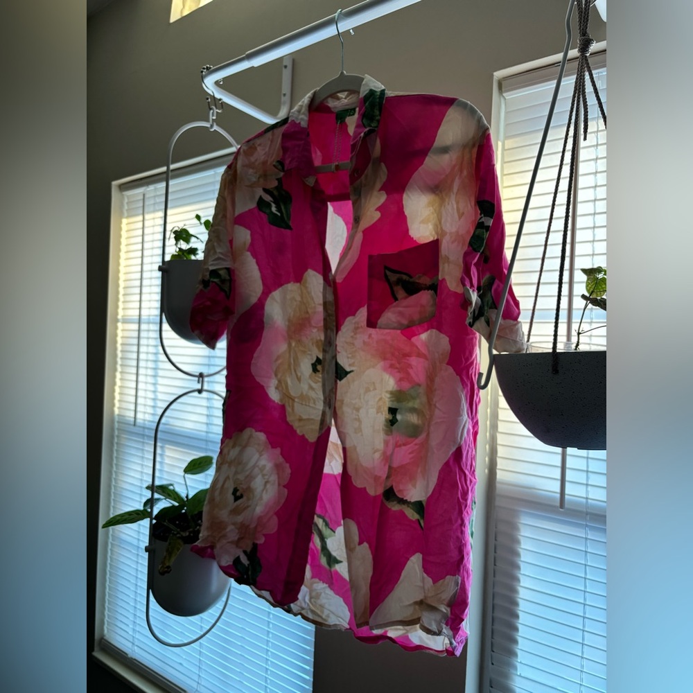 FARM Rio Pink Floral Button Down Shirt